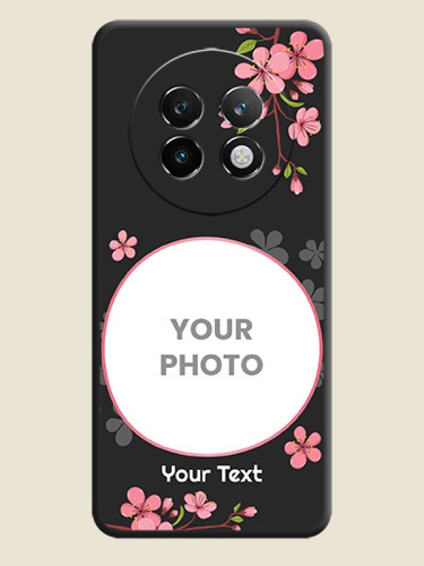 Custom Round Image with Pink Color Floral Design on Photo On Space Black Custom Soft Matte Mobile Back Cover - Realme P1 Speed 5G - alternate view