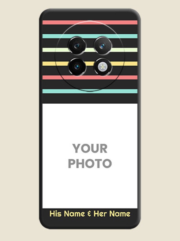 Custom Color Stripes with Photo and Text on Photo On Space Black Custom Soft Matte Mobile Back Cover - Realme P1 Speed 5G - alternate view