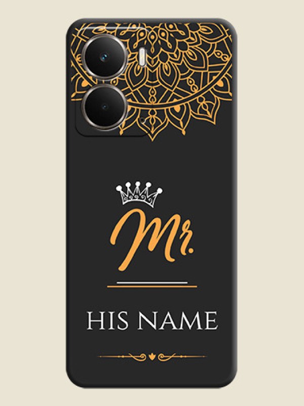 Custom Mr Name with Floral Design On Space Black Custom Soft Matte Mobile Back Cover - Realme P3 5G - alternate view