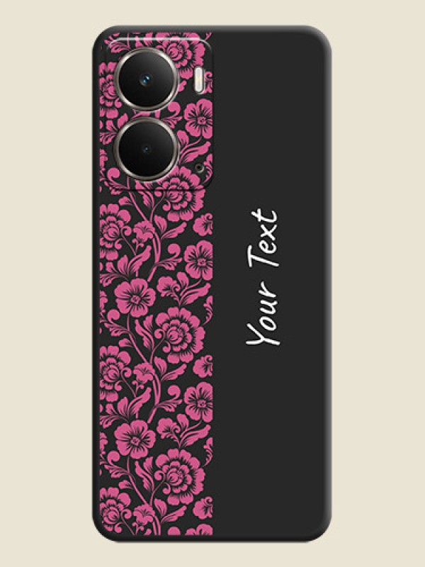 Custom Pink Floral Pattern Design With Custom Text On Space Black Custom Soft Matte Mobile Back Cover - Realme P3 5G - alternate view