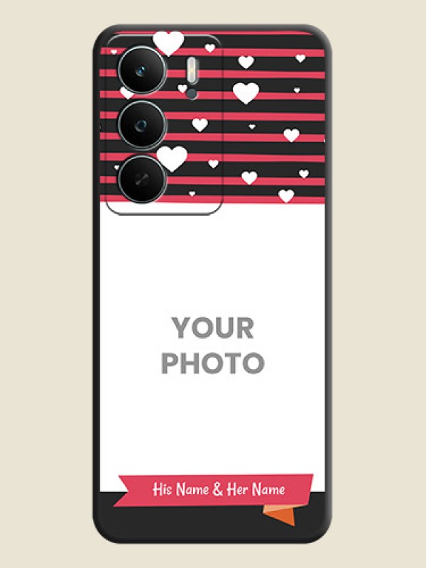 Custom White Color Love Symbols with Pink Lines Pattern On Space Black Custom Soft Matte Mobile Back Cover - Realme P3 Lite 5G - alternate view