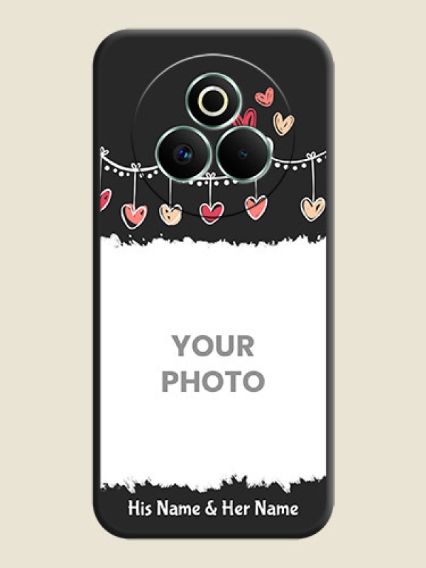 Custom Pink Love Hangings with Name On Space Black Custom Soft Matte Mobile Back Cover - Realme P3 Pro 5G - alternate view
