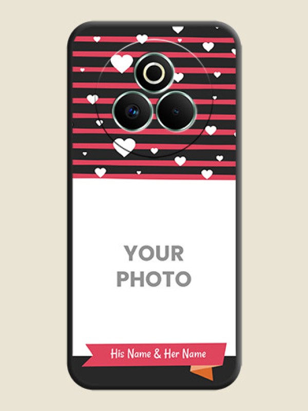 Custom White Color Love Symbols with Pink Lines Pattern On Space Black Custom Soft Matte Mobile Back Cover - Realme P3 Pro 5G - alternate view