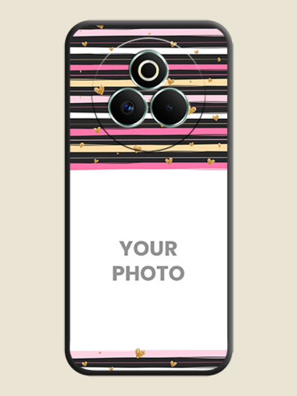 Custom Multicolor Lines and Golden Love Symbols Design on Photo On Space Black Custom Soft Matte Mobile Back Cover - Realme P3 Pro 5G - alternate view