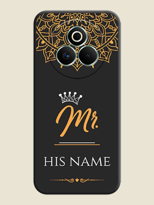 Custom Mr Name with Floral Design On Space Black Custom Soft Matte Mobile Back Cover - Realme P3 Pro 5G - alternate view