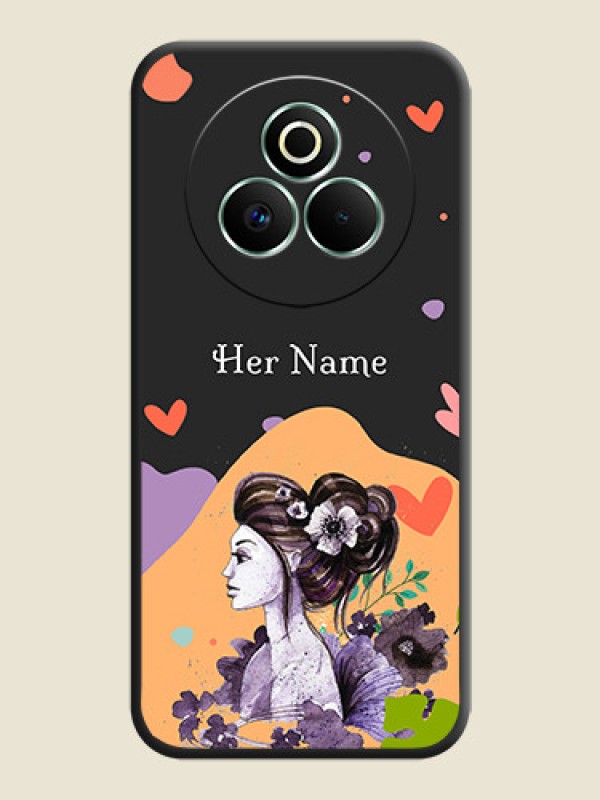 Custom Namecase For Her With Fancy Lady Image On Space Black Custom Soft Matte Mobile Back Cover - Realme P3 Pro 5G - alternate view