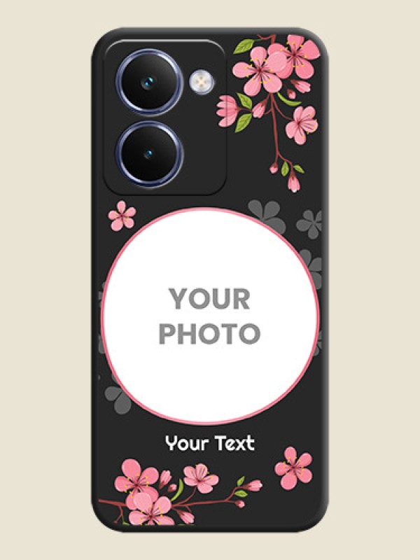 Custom Round Image with Pink Color Floral Design on Photo On Space Black Custom Soft Matte Mobile Back Cover - Realme P3 Ultra 5G - alternate view
