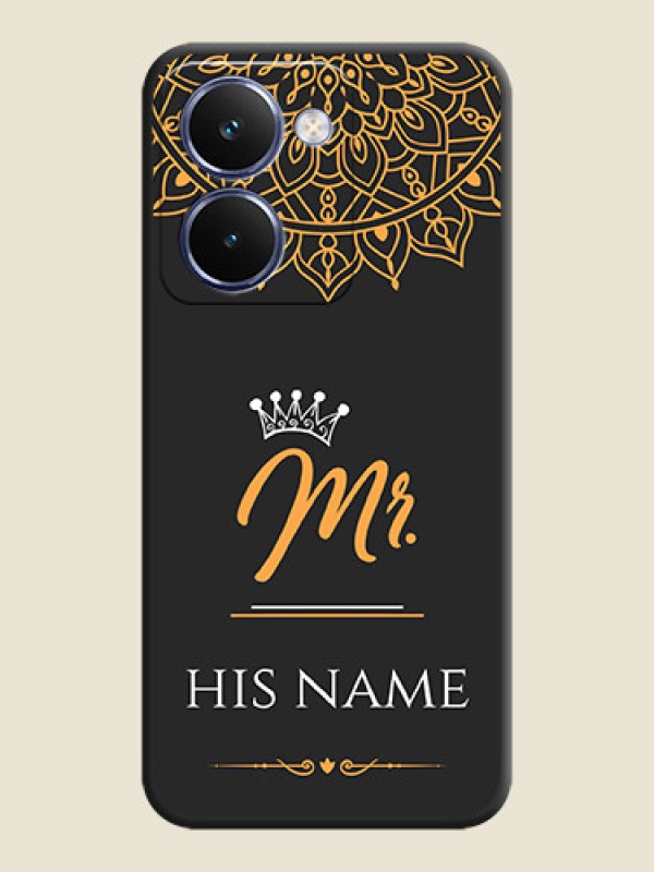 Custom Mr Name with Floral Design On Space Black Custom Soft Matte Mobile Back Cover - Realme P3 Ultra 5G - alternate view