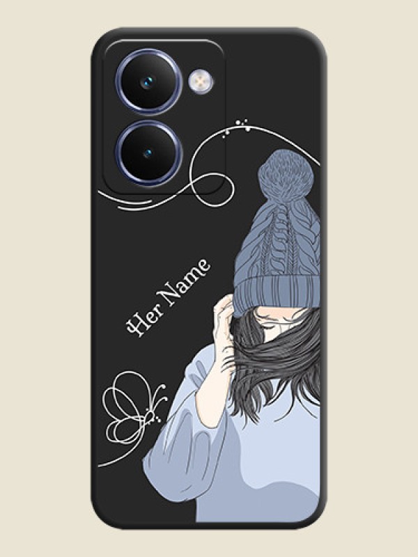 Custom Girl With Blue Winter Outfiit Custom Text Design On Space Black Custom Soft Matte Mobile Back Cover - Realme P3 Ultra 5G - alternate view