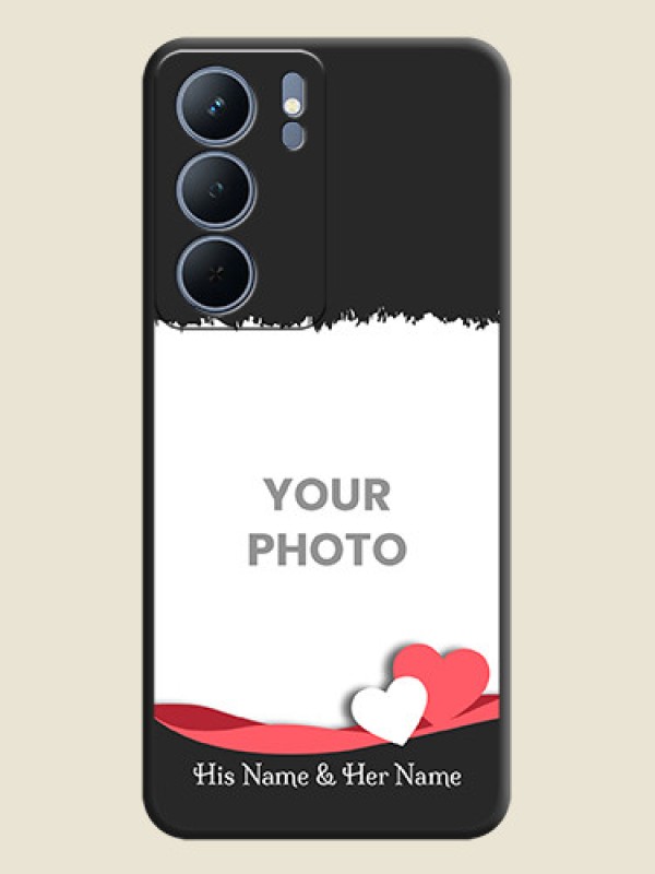 Custom Pin Color Love Shaped Ribbon Design with Text On Space Black Custom Soft Matte Mobile Back Cover - Realme P3x 5G - alternate view