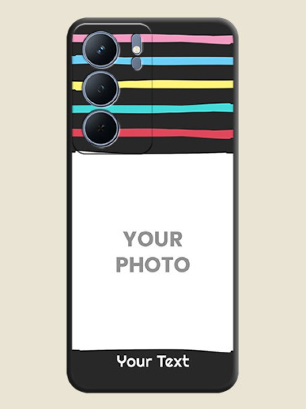 Custom Multicolor Lines with Image On Space Black Custom Soft Matte Mobile Back Cover - Realme P3x 5G - alternate view