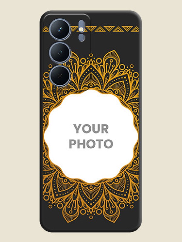 Custom Round Image with Floral Design On Space Black Custom Soft Matte Mobile Back Cover - Realme P3x 5G - alternate view