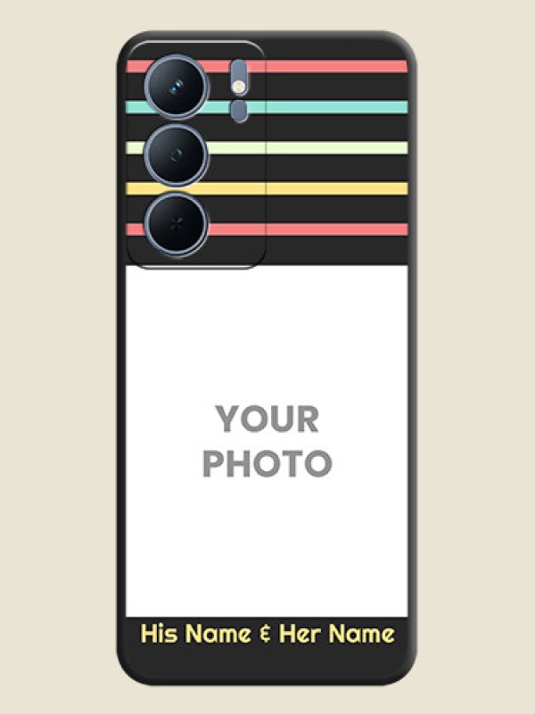 Custom Color Stripes with Photo and Text on Photo On Space Black Custom Soft Matte Mobile Back Cover - Realme P3x 5G - alternate view