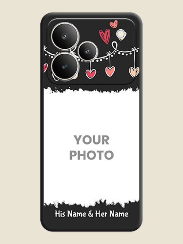 Custom Pink Love Hangings with Name On Space Black Custom Soft Matte Mobile Back Cover - Realme P4 5G - alternate view