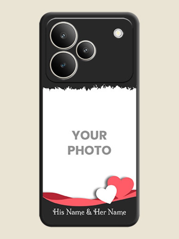 Custom Pin Color Love Shaped Ribbon Design with Text On Space Black Custom Soft Matte Mobile Back Cover - Realme P4 5G - alternate view