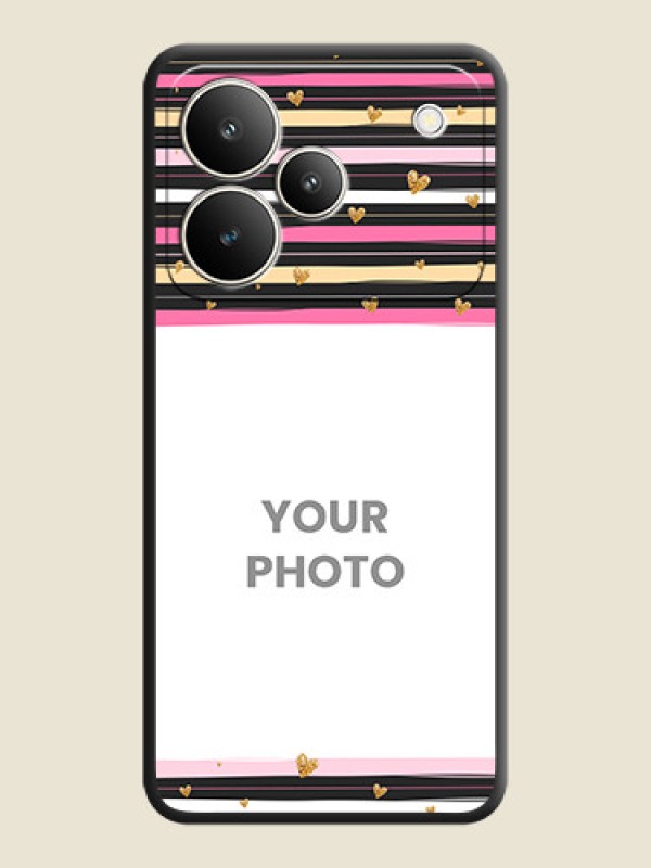 Custom Multicolor Lines and Golden Love Symbols Design on Photo On Space Black Custom Soft Matte Mobile Back Cover - Realme P4 5G - alternate view