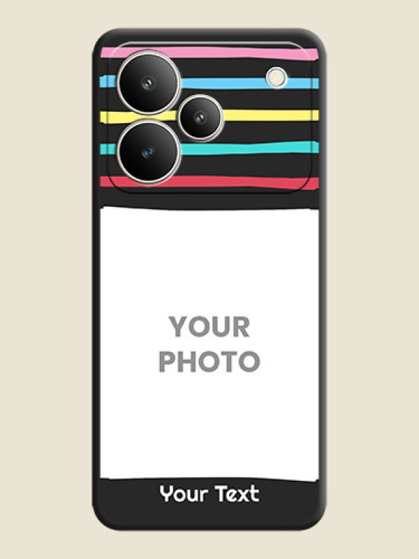 Custom Multicolor Lines with Image On Space Black Custom Soft Matte Mobile Back Cover - Realme P4 5G - alternate view