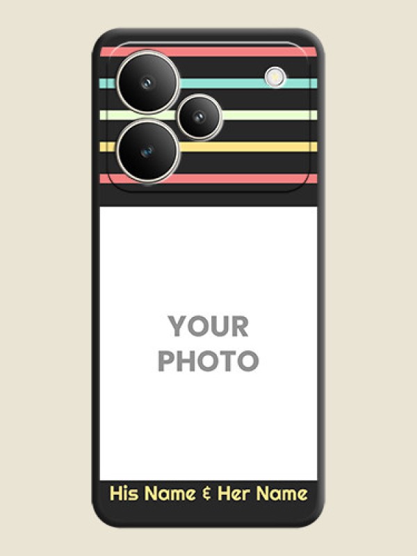 Custom Color Stripes with Photo and Text on Photo On Space Black Custom Soft Matte Mobile Back Cover - Realme P4 5G - alternate view