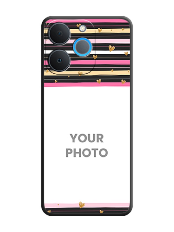 Custom Multicolor Lines and Golden Love Symbols Design on Photo On Space Black Custom Soft Matte Mobile Back Cover - Realme P4 Lite 4G - alternate view