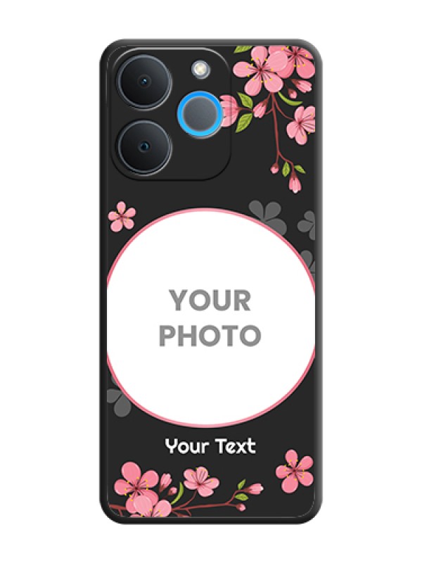 Custom Round Image with Pink Color Floral Design on Photo On Space Black Custom Soft Matte Mobile Back Cover - Realme P4 Lite 4G - alternate view