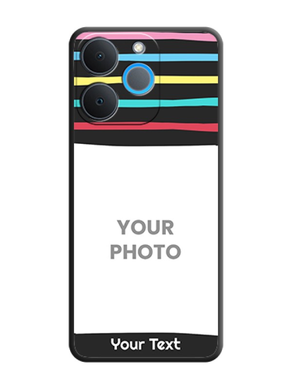Custom Multicolor Lines with Image On Space Black Custom Soft Matte Mobile Back Cover - Realme P4 Lite 4G - alternate view
