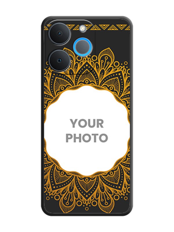 Custom Round Image with Floral Design On Space Black Custom Soft Matte Mobile Back Cover - Realme P4 Lite 4G - alternate view