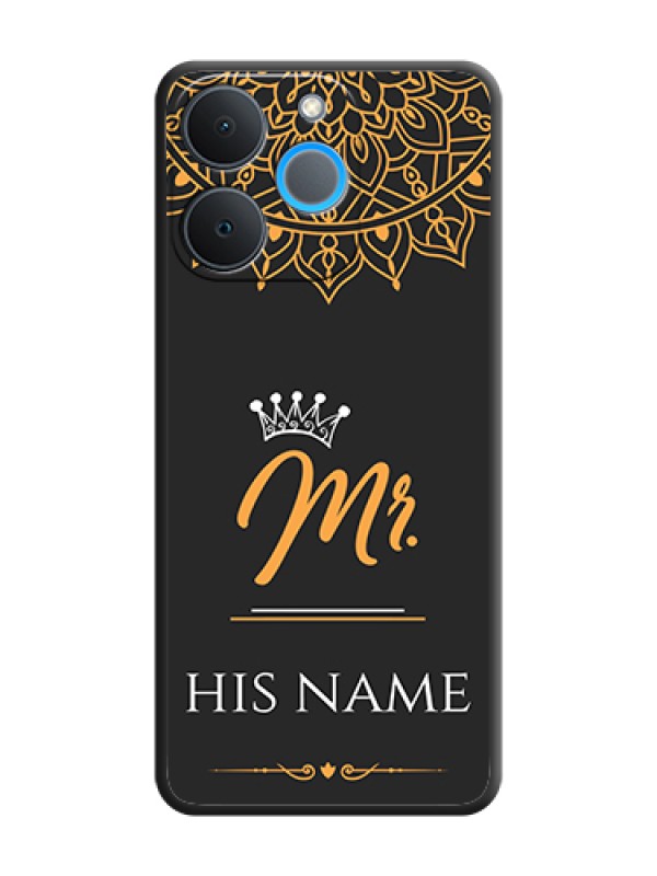 Custom Mr Name with Floral Design On Space Black Custom Soft Matte Mobile Back Cover - Realme P4 Lite 4G - alternate view