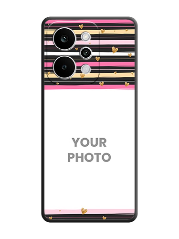 Custom Multicolor Lines and Golden Love Symbols Design on Photo On Space Black Custom Soft Matte Mobile Back Cover - Realme P4 Power 5G - alternate view
