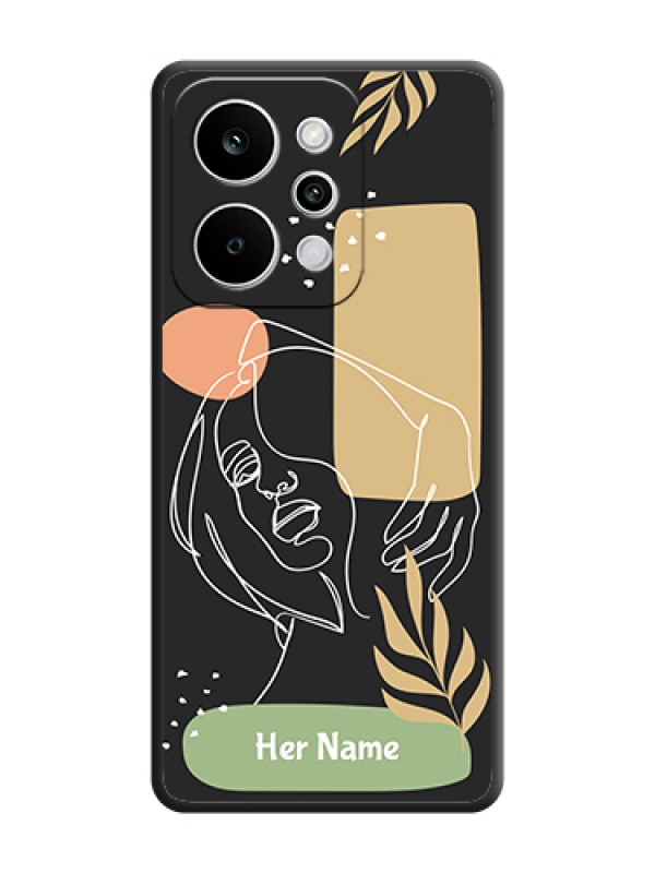Custom Custom Text With Line Art Of Women & Leaves Design On Space Black Custom Soft Matte Mobile Back Cover - Realme P4 Power 5G - alternate view