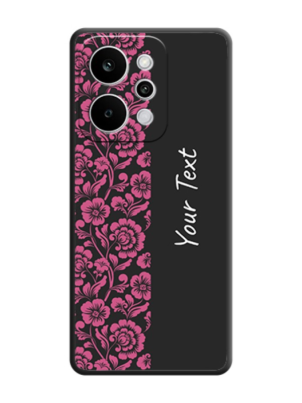 Custom Pink Floral Pattern Design With Custom Text On Space Black Custom Soft Matte Mobile Back Cover - Realme P4 Power 5G - alternate view