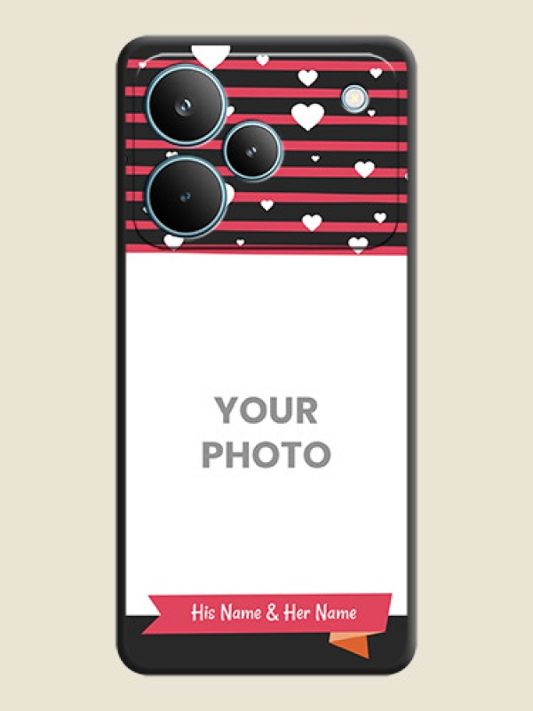 Custom White Color Love Symbols with Pink Lines Pattern On Space Black Custom Soft Matte Mobile Back Cover - Realme P4 Pro 5G - alternate view