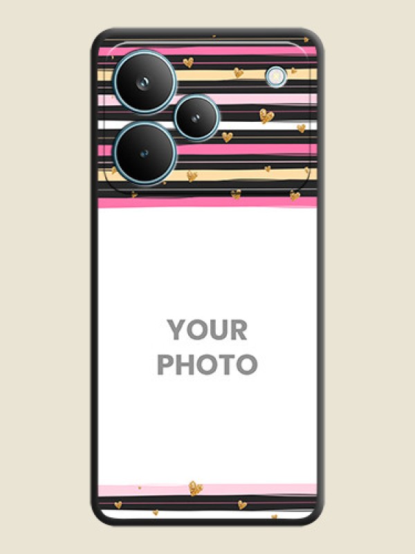 Custom Multicolor Lines and Golden Love Symbols Design on Photo On Space Black Custom Soft Matte Mobile Back Cover - Realme P4 Pro 5G - alternate view