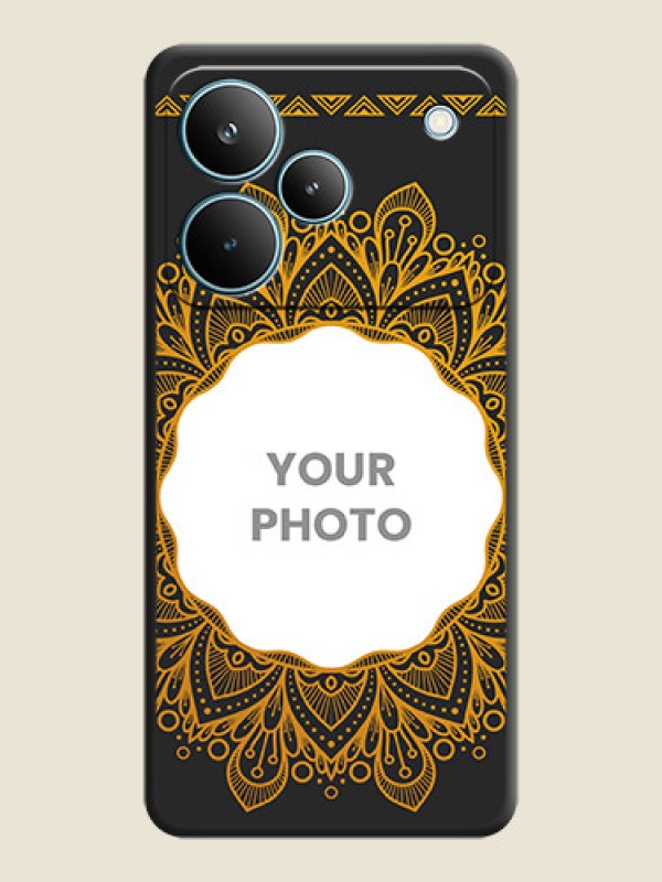 Custom Round Image with Floral Design On Space Black Custom Soft Matte Mobile Back Cover - Realme P4 Pro 5G - alternate view
