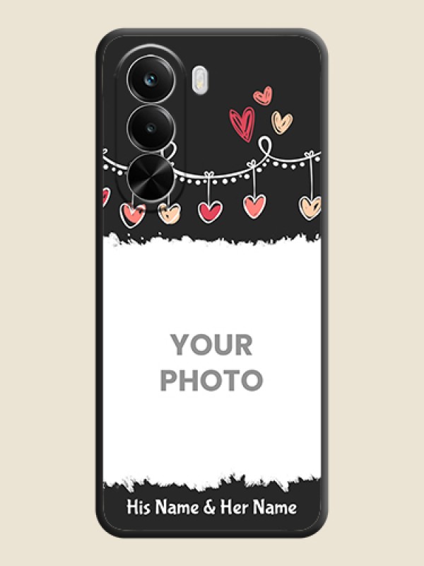 Custom Pink Love Hangings with Name On Space Black Custom Soft Matte Mobile Back Cover - Realme P4X 5G - alternate view