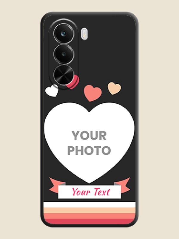 Custom Love Shaped Photo with Colorful Stripes On Space Black Custom Soft Matte Mobile Back Cover - Realme P4X 5G - alternate view