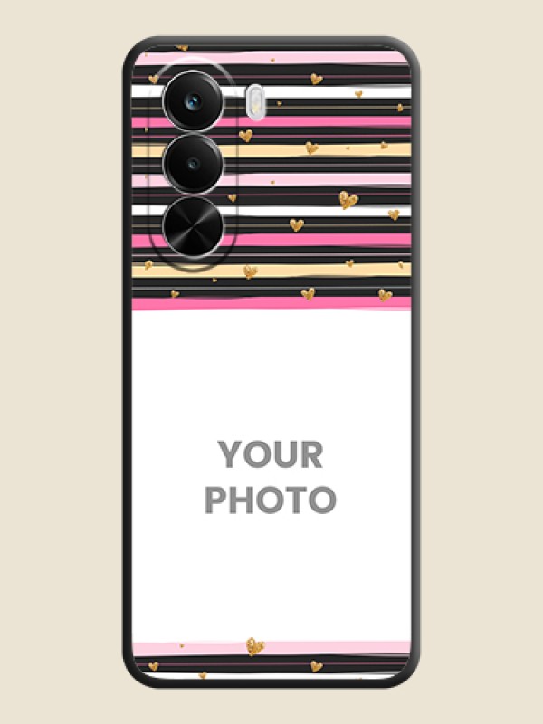 Custom Multicolor Lines and Golden Love Symbols Design on Photo On Space Black Custom Soft Matte Mobile Back Cover - Realme P4X 5G - alternate view