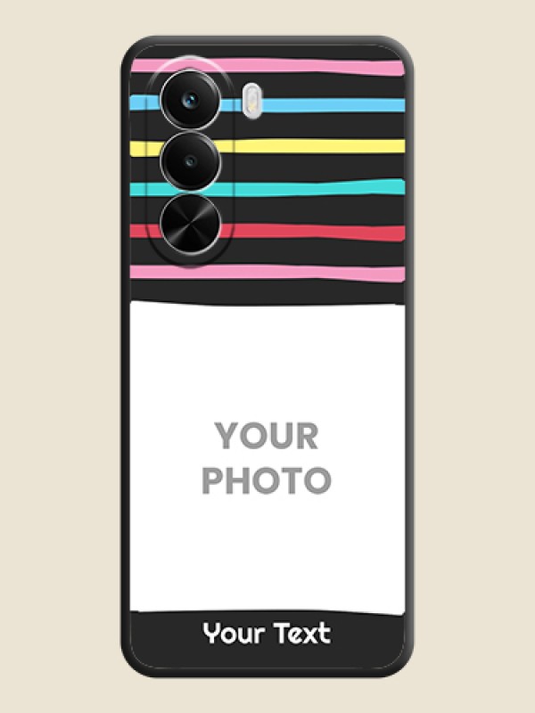 Custom Multicolor Lines with Image On Space Black Custom Soft Matte Mobile Back Cover - Realme P4X 5G - alternate view