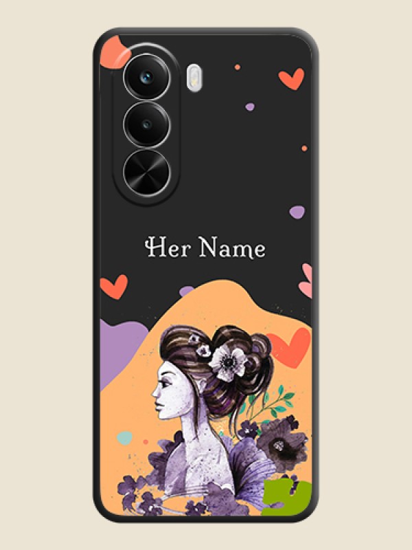Custom Namecase For Her With Fancy Lady Image On Space Black Custom Soft Matte Mobile Back Cover - Realme P4X 5G - alternate view