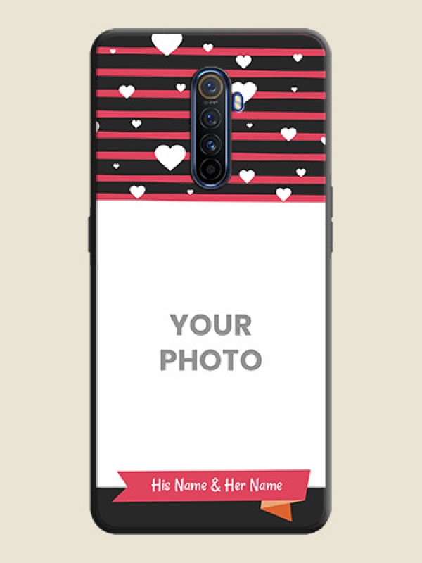 Custom White Color Love Symbols with Pink Lines Pattern on Space Black Custom Soft Matte Phone Cases - Realme X2 Pro - alternate view