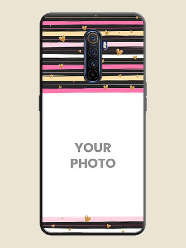 Custom Multicolor Lines and Golden Love Symbols Design - Photo on Space Black Soft Matte Mobile Cover - Realme X2 Pro - alternate view