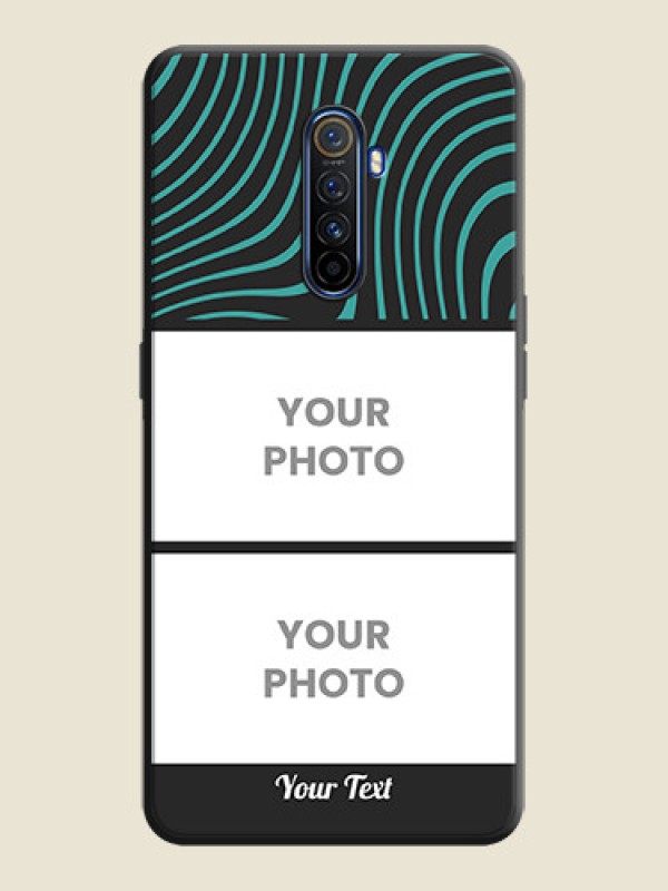 Custom Wave Pattern with 2 Image Holder on Space Black Personalized Soft Matte Phone Covers - Realme X2 Pro - alternate view