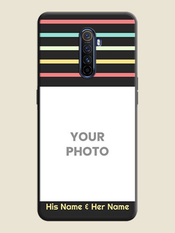 Custom Color Stripes with Photo and Text - Photo on Space Black Soft Matte Mobile Case - Realme X2 Pro - alternate view