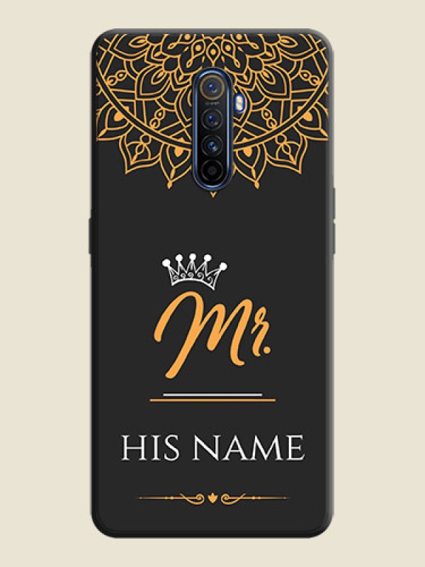 Custom Mr Name with Floral Design  on Personalised Space Black Soft Matte Cases - Realme X2 Pro - alternate view