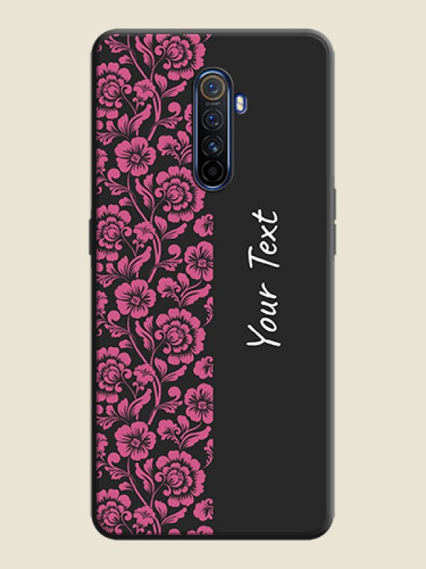 Custom Pink Floral Pattern Design With Custom Text On Space Black Personalized Soft Matte Phone Covers -Realme X2 Pro - alternate view