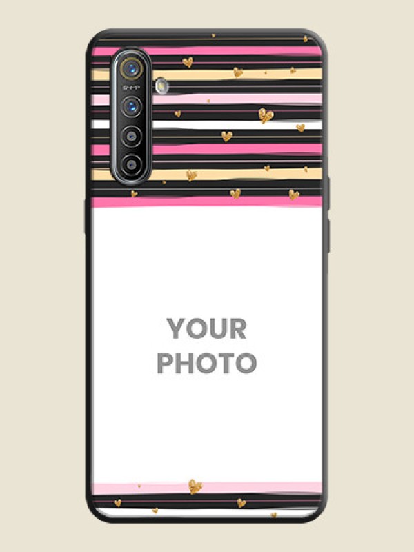 Custom Multicolor Lines and Golden Love Symbols Design - Photo on Space Black Soft Matte Mobile Cover - Realme X2 - alternate view