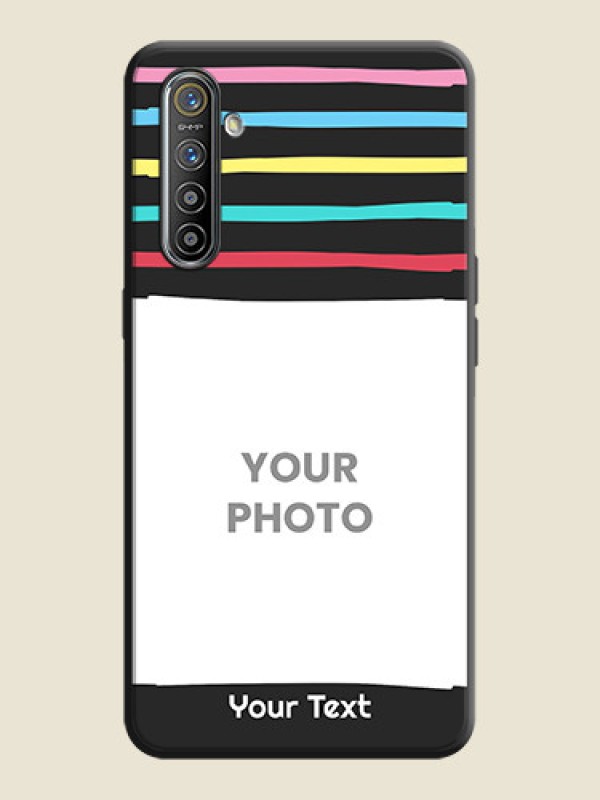 Custom Multicolor Lines with Image on Space Black Personalized Soft Matte Phone Covers - Realme X2 - alternate view