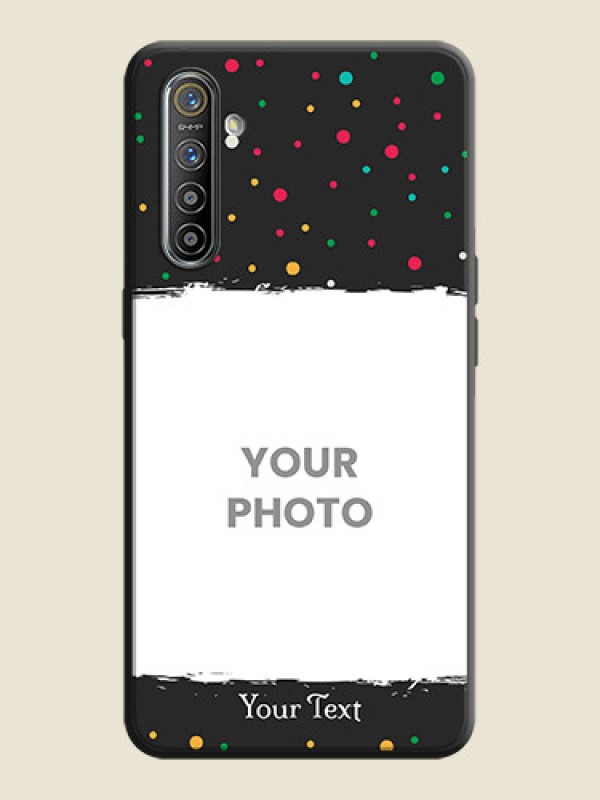 Custom Multicolor Dotted Pattern with Text on Space Black Custom Soft Matte Phone Back Cover - Realme X2 - alternate view