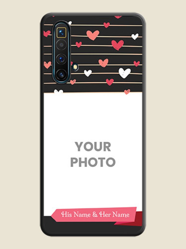 Custom Love Pattern with Name on Pink Ribbon  on Photo on Space Black Soft Matte Back Cover - Realme X3 SuperZoom - alternate view