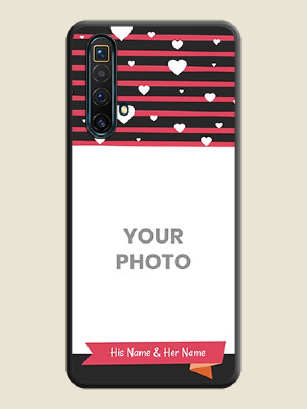 Custom White Color Love Symbols with Pink Lines Pattern on Space Black Custom Soft Matte Phone Cases - Realme X3 SuperZoom - alternate view
