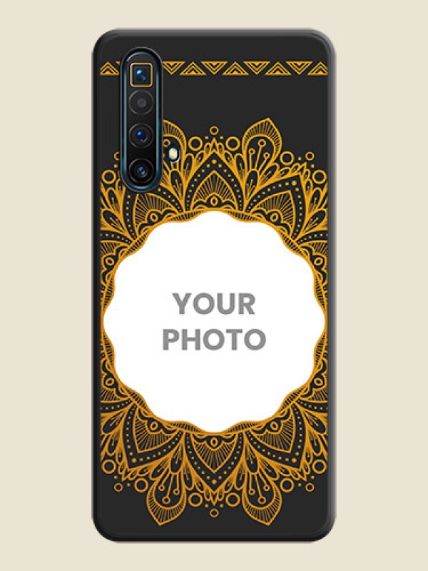 Custom Round Image with Floral Design on Photo on Space Black Soft Matte Mobile Cover - Realme X3 SuperZoom - alternate view